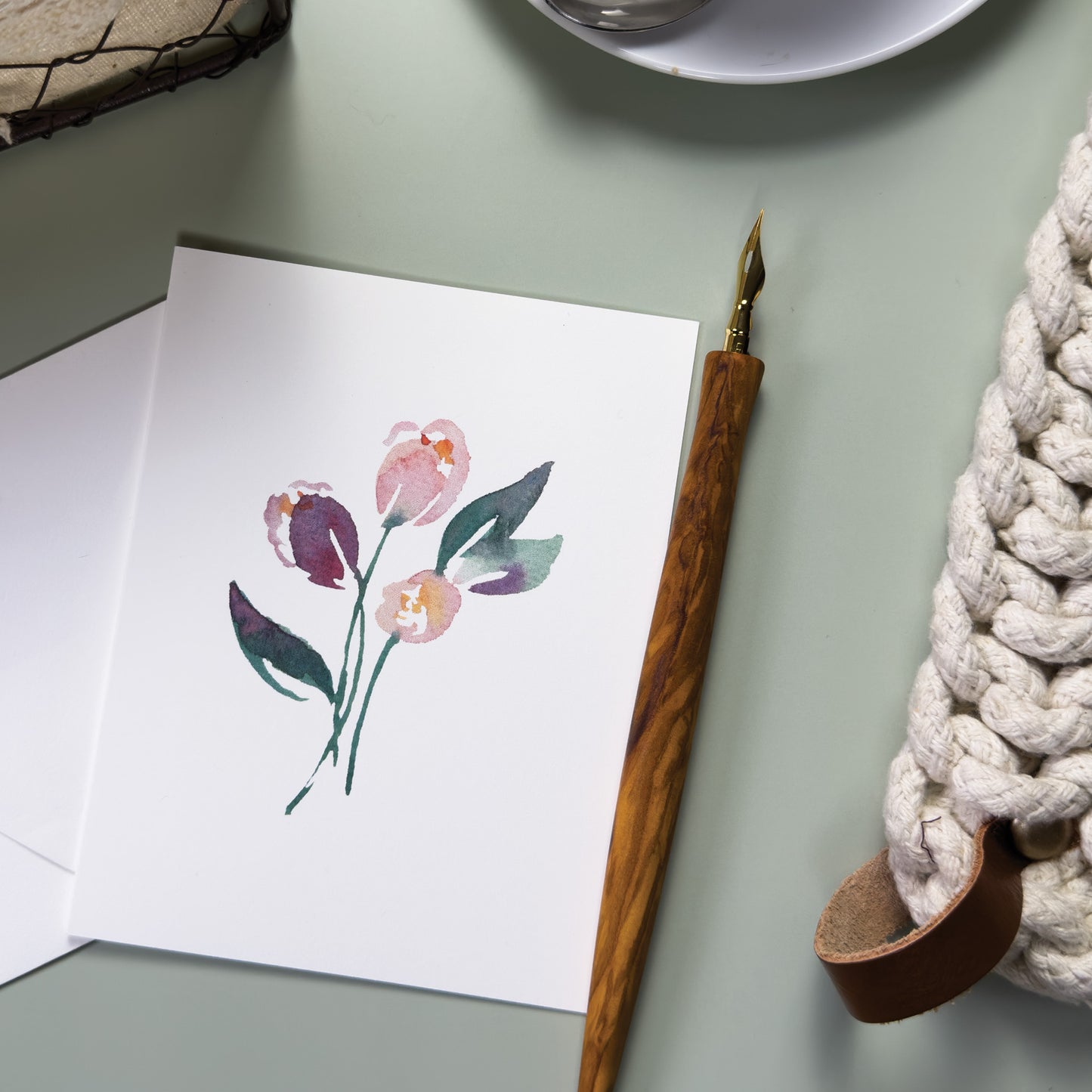 Dark Purple and Muted Pink Tulips Greeting Card