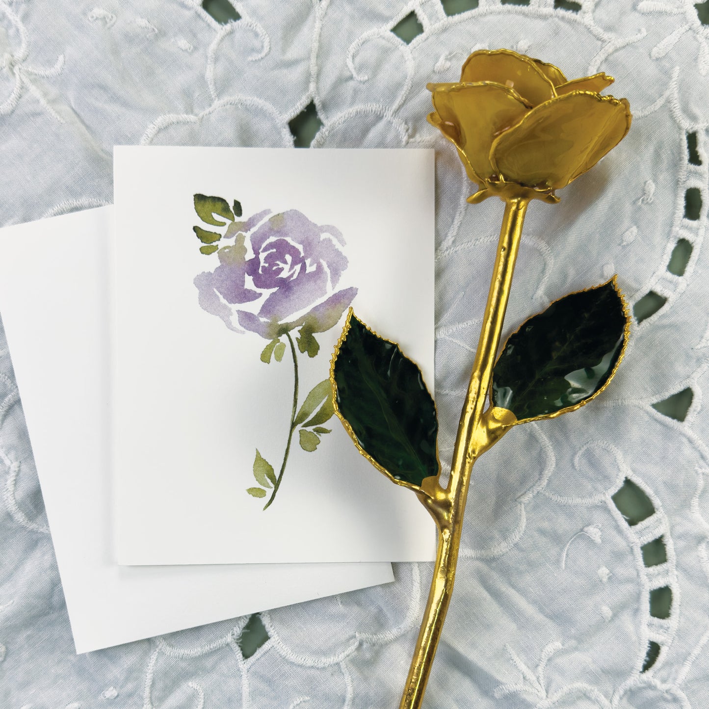 Lavender Colored Single Rose Greeting Cards