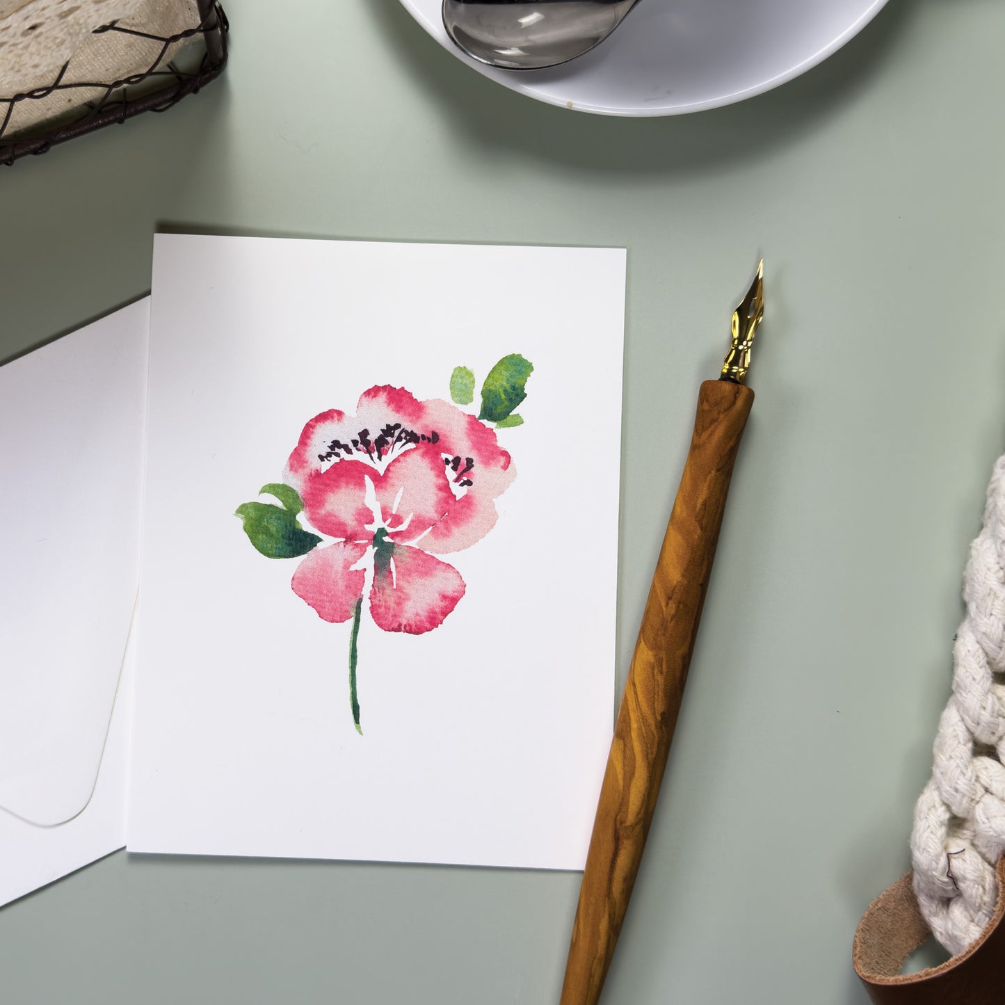 Pink and White Peony Greeting Card