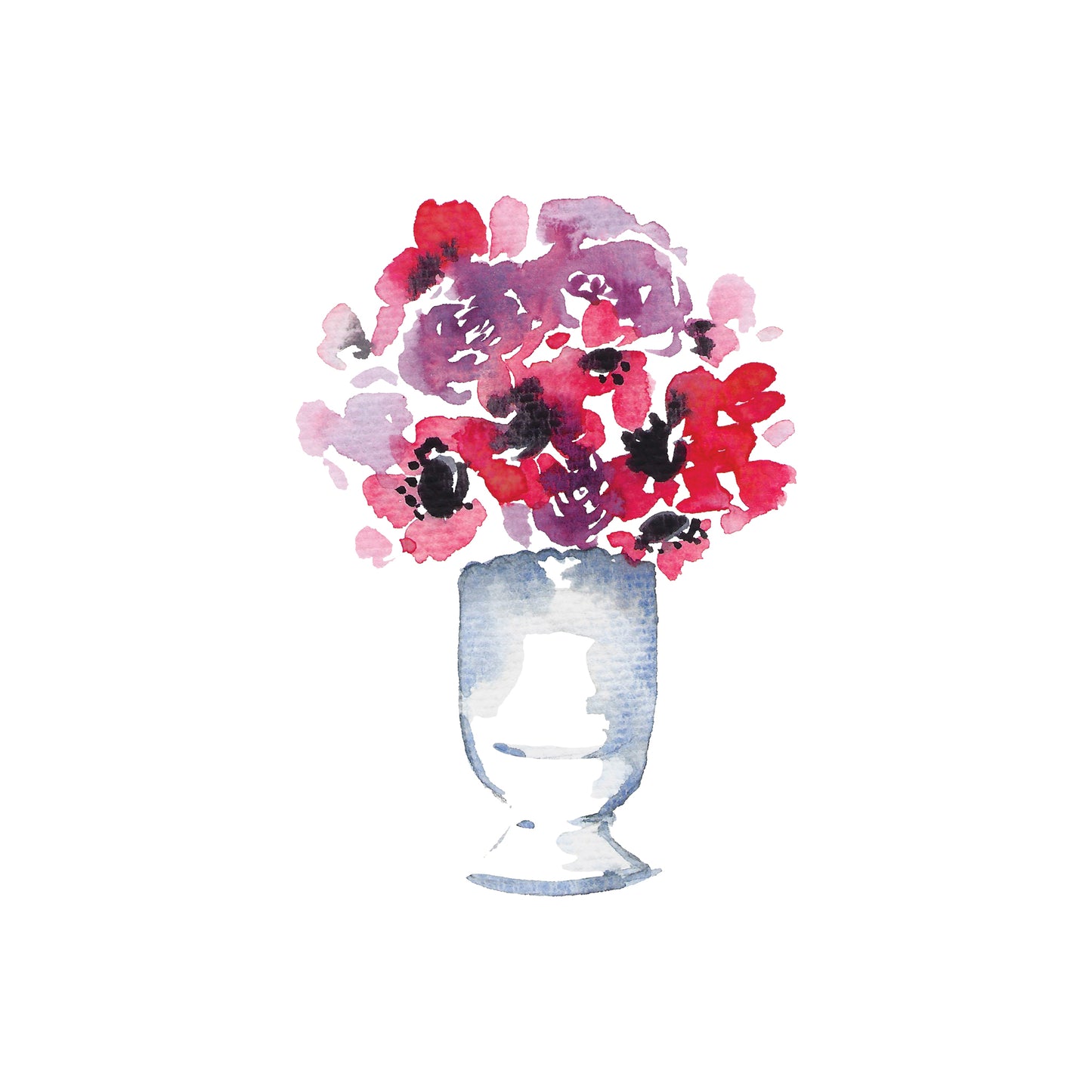 Purple and Red Bouquet in a Vase Greeting Card