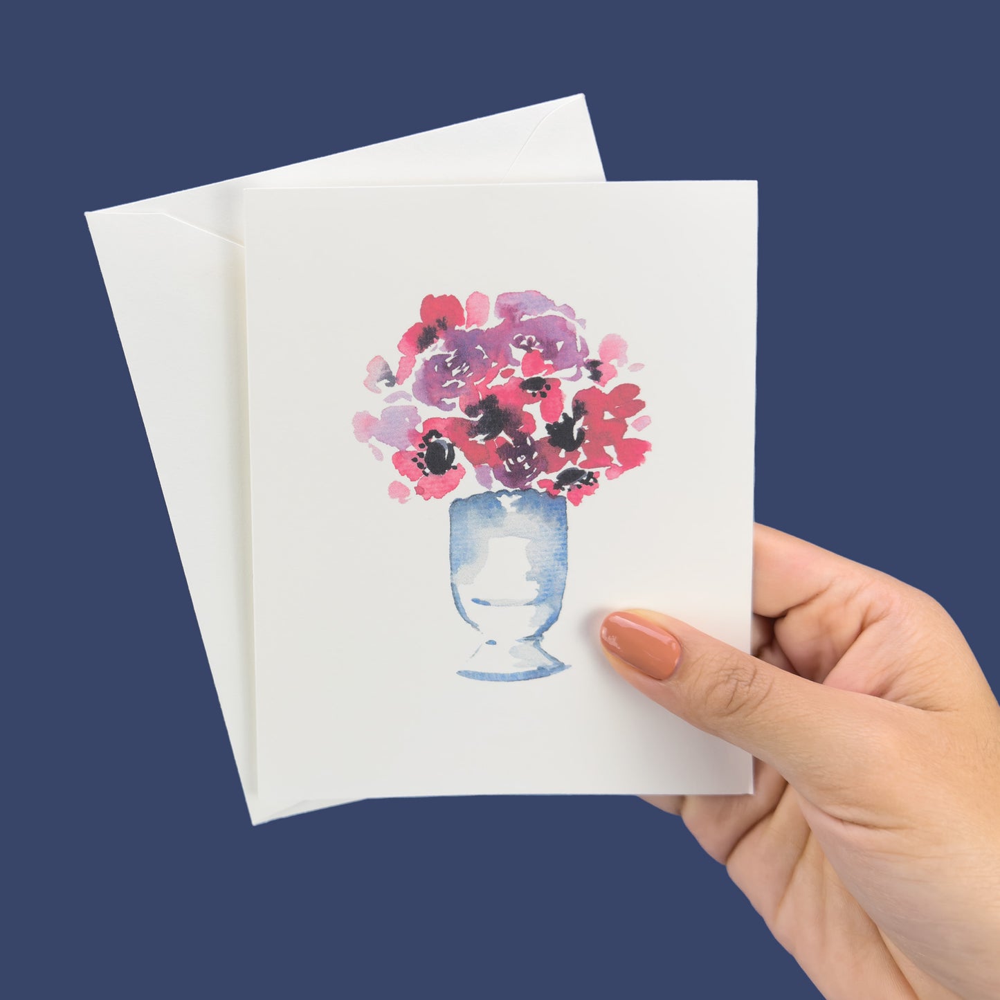 Purple and Red Bouquet in a Vase Greeting Card