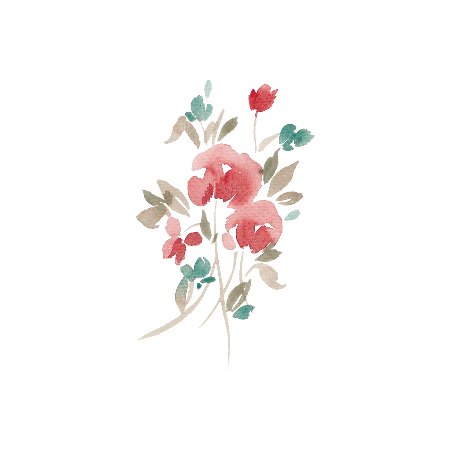 Red and Blue Bouquet Greeting Card