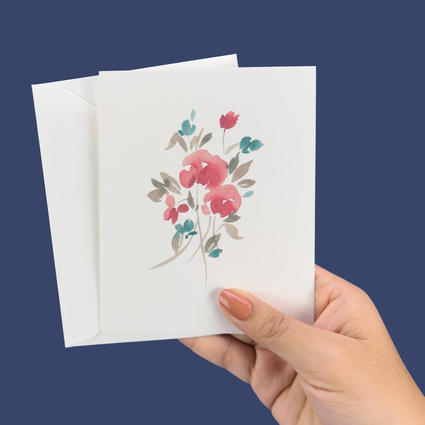 Red and Blue Bouquet Greeting Card