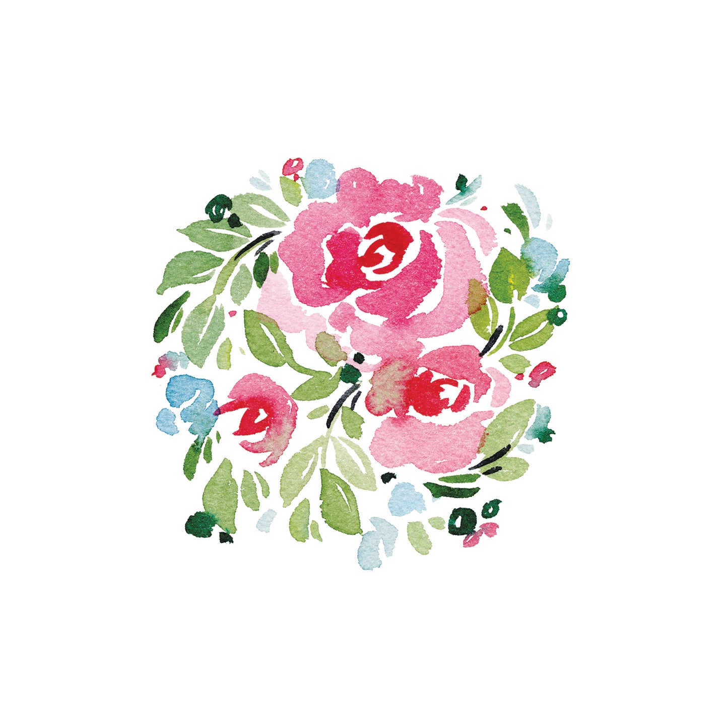 Bright and Pink Vibrant Roses Greeting Card Note Invitation