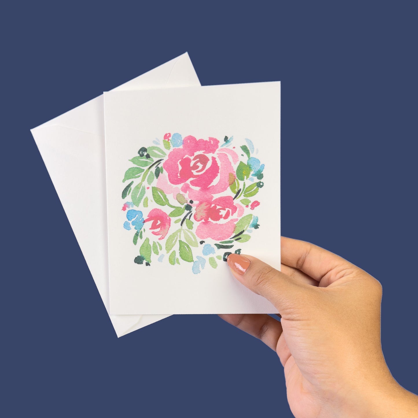 Bright and Pink Vibrant Roses Greeting Card Note Invitation