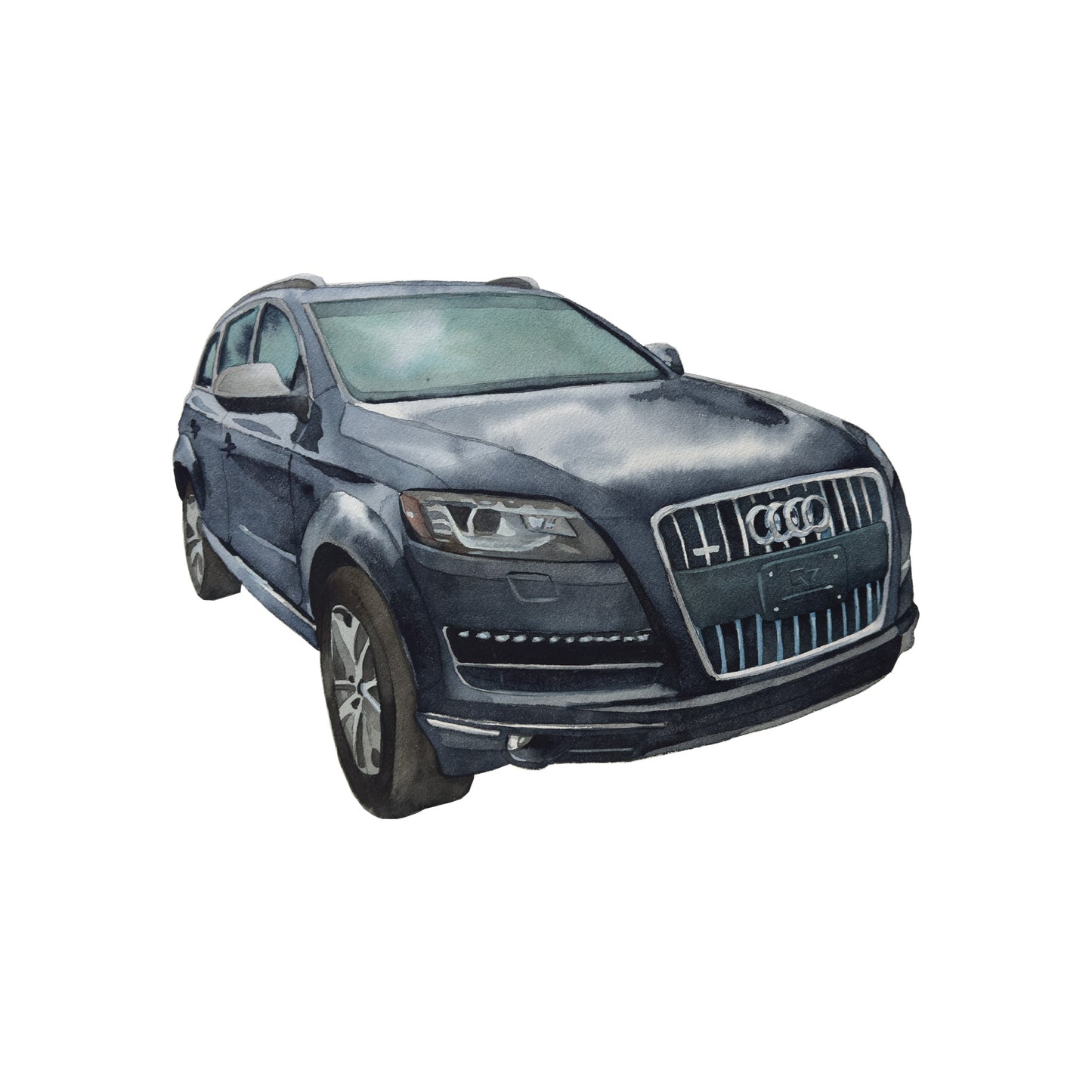 2012 Audi Q7 SUV Watercolor Car Greeting Card Print