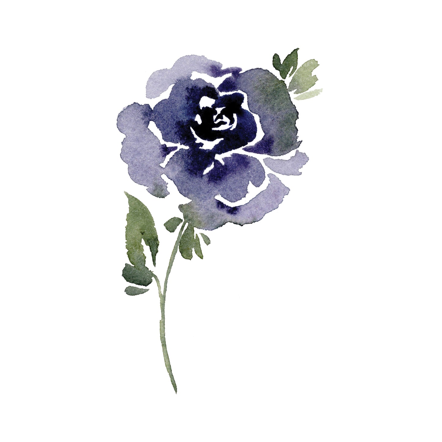 Dark Blue Single Rose Greeting Cards