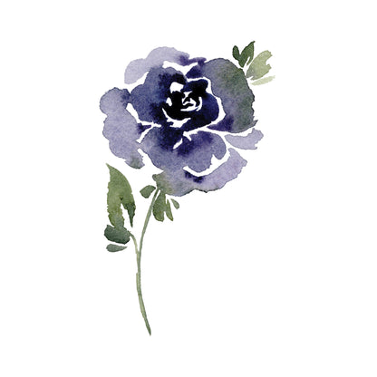Dark Blue Single Rose Greeting Cards