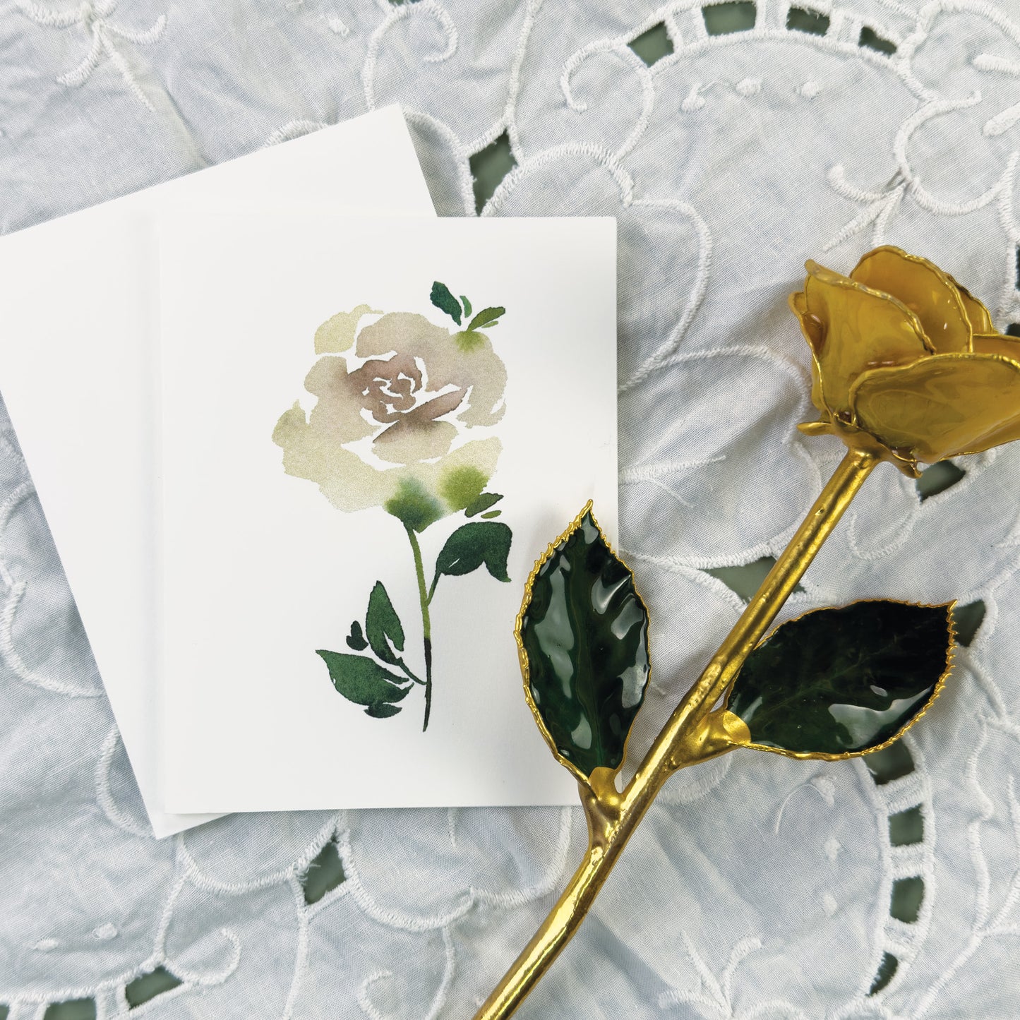 Cream Colored Single Rose Greeting Cards
