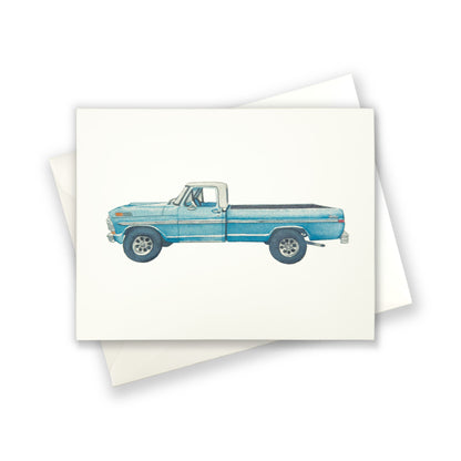 Vintage Ford Truck Watercolor Car Greeting Card Print