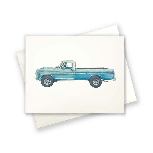 Vintage Ford Truck Watercolor Car Greeting Card Print