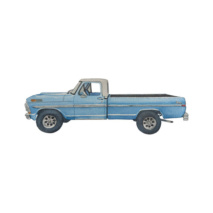 Vintage Ford Truck Watercolor Car Greeting Card Print
