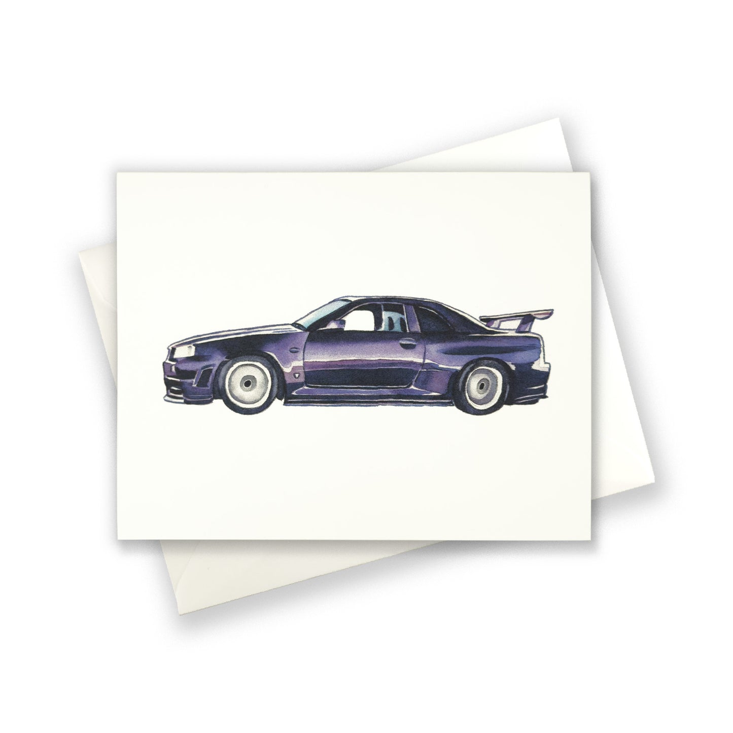 GTR Nissan Watercolor Car Greeting Card Print