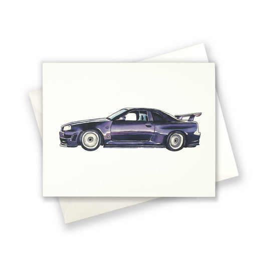 GTR Nissan Watercolor Car Greeting Card Print