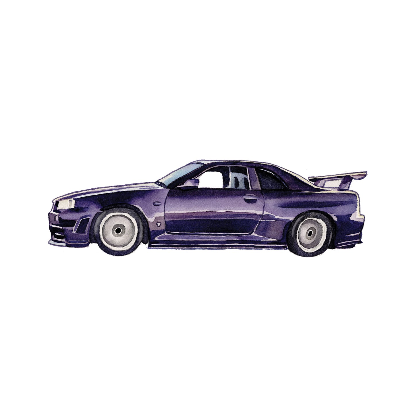 GTR Nissan Watercolor Car Greeting Card Print