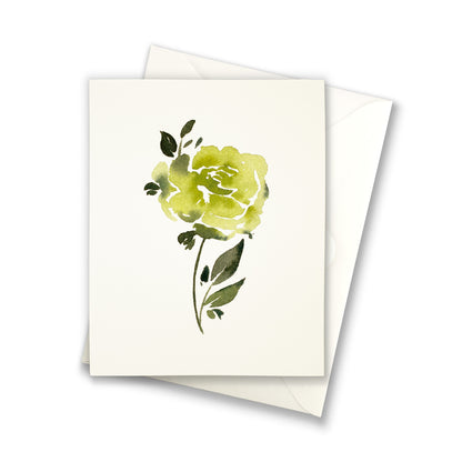 Green Colored Single Rose Greeting Cards