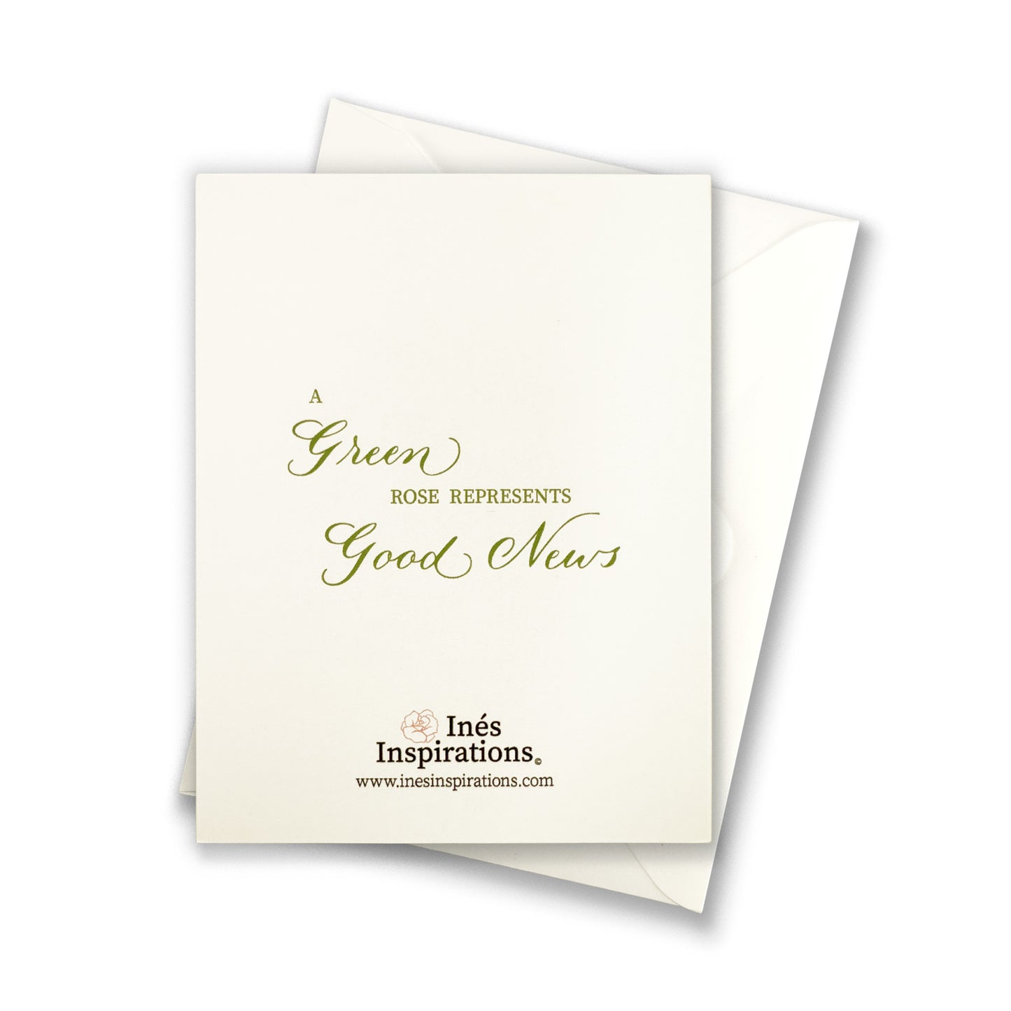 Green Colored Single Rose Greeting Cards
