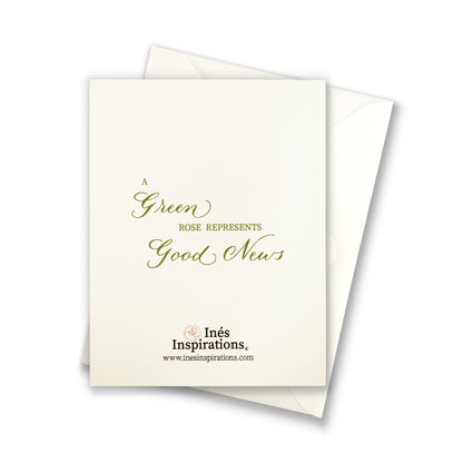 Green Colored Single Rose Greeting Cards