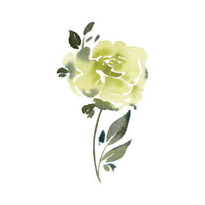 Green Colored Single Rose Greeting Cards