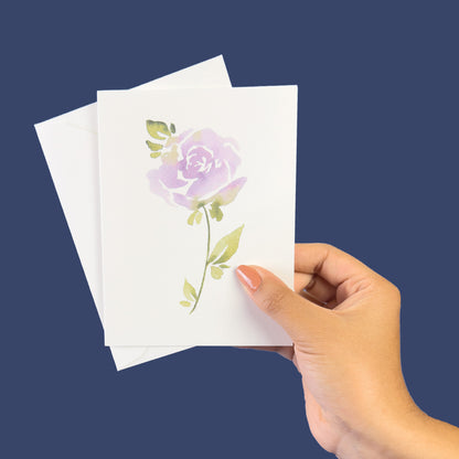 Lavender Colored Single Rose Greeting Cards