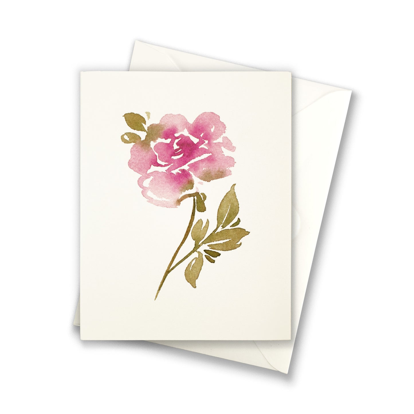Pink Colored Single Rose Greeting Cards