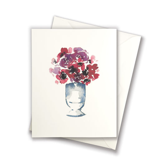 Purple and Red Bouquet in a Vase Greeting Card