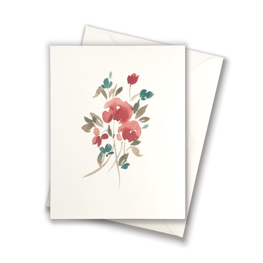 Red and Blue Bouquet Greeting Card