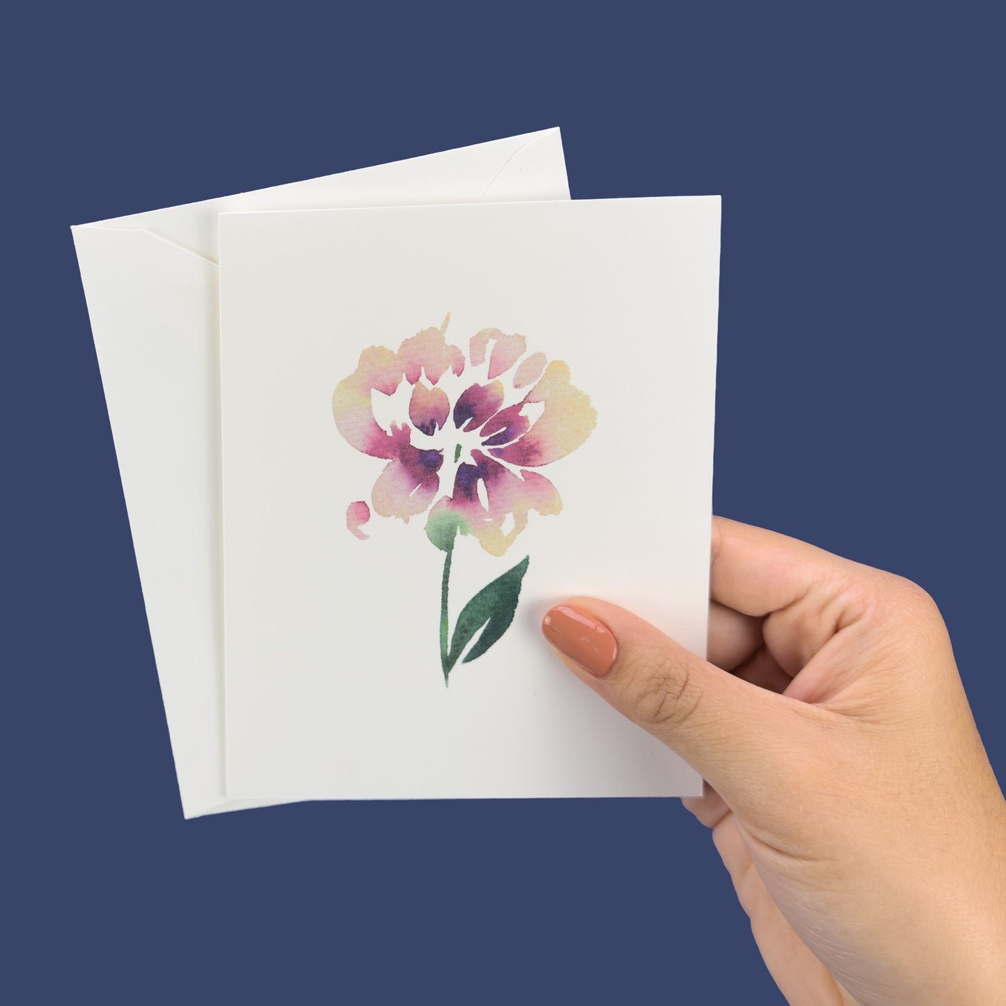 White and Dark Purple Peony Greeting Card